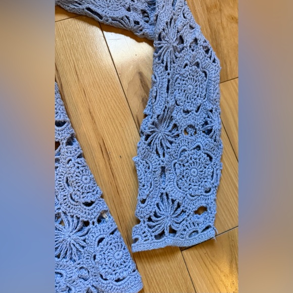 Pierre Cardin Blue Crochet Cardigan Size Small - Picture 5 of 9